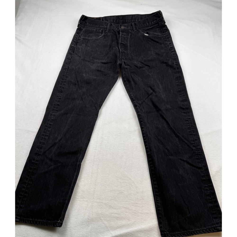 Levi's 501 Button Fly Black Denim Jeans Size 32x28 (tag 34x30)